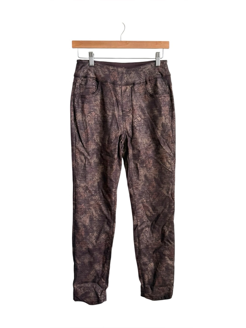 Ethyl Women’s Brown Botanical Abstract Print Pull On Pants Size 2